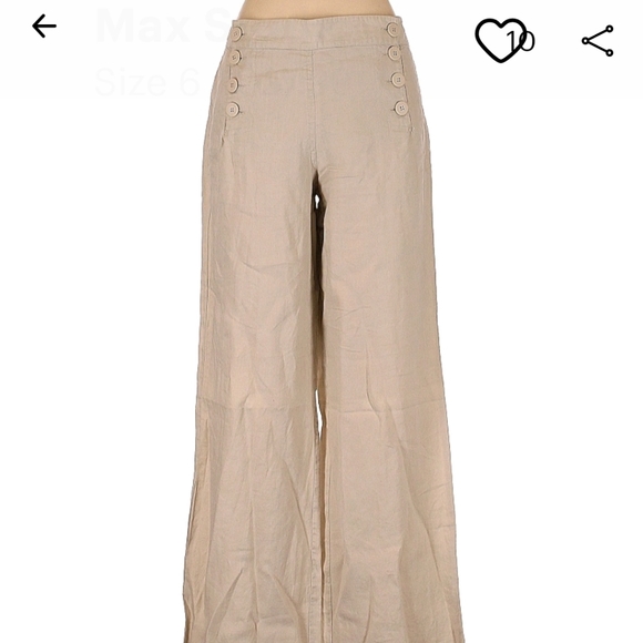 Max Studio Pants - Max Studio 100% linen high rise sailor pant sz 6 baige color 8 buttons